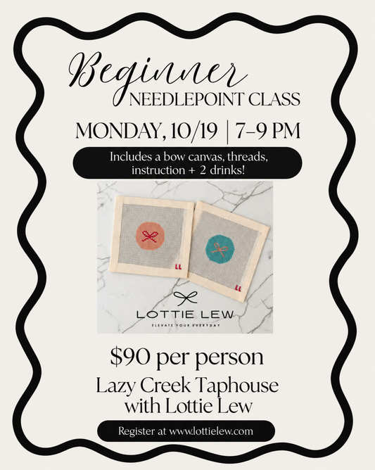 Beginner Needlepoint Class | Monday, October 19 (2026) at LAZY CREEK