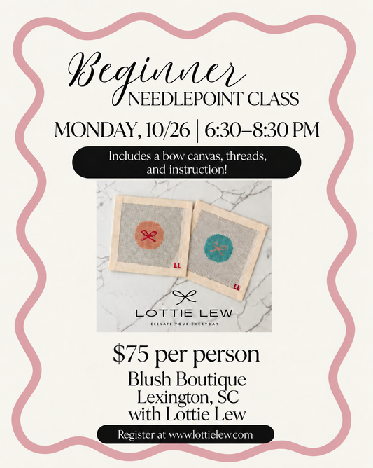 Beginner Needlepoint Class | Monday, October 26 (2026) at Blush Boutique